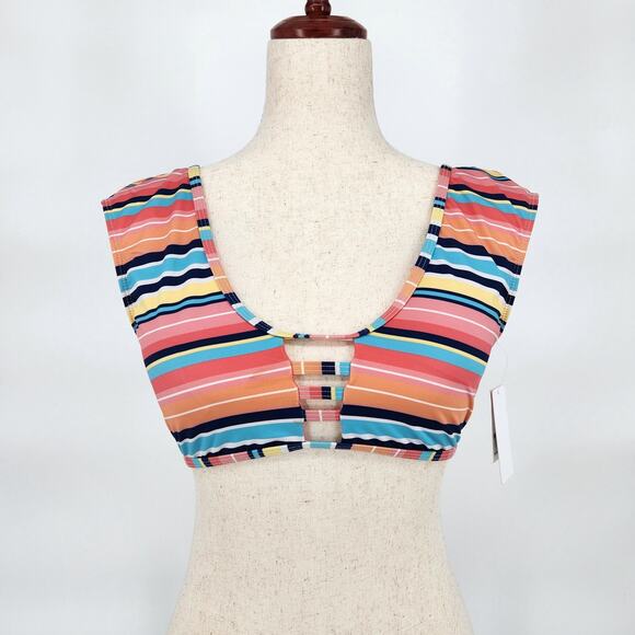 Splendid Women Juicy Fruit Striped Cap Sleeves Summer Swim Bralette Top Size M - Picture 1 of 4